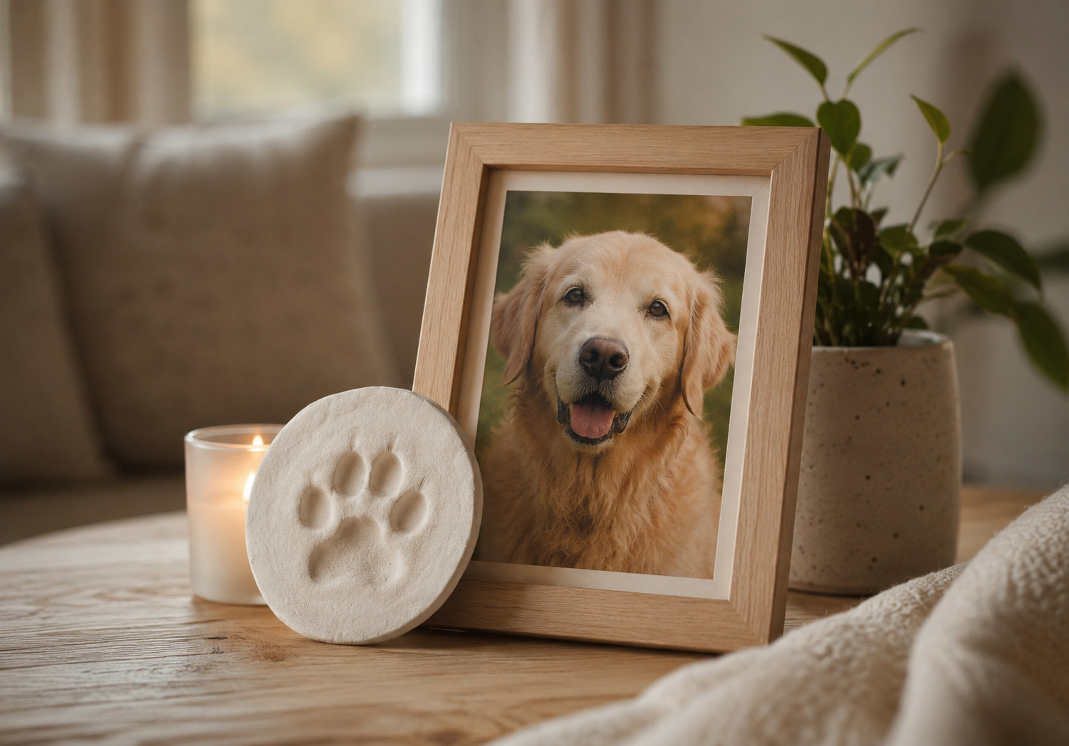 A hand gently holding a dog's paw